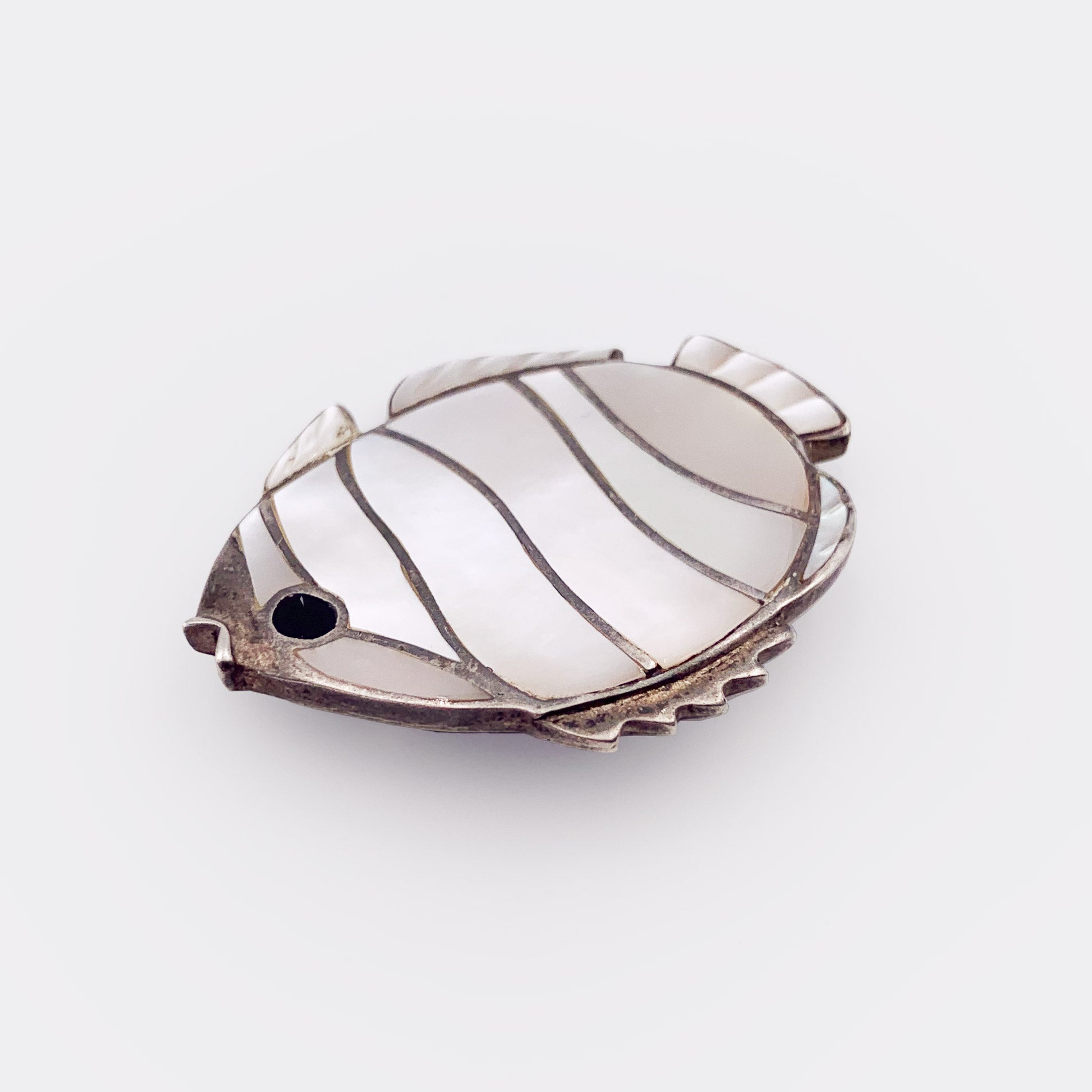ANGEL-FISH | Unique Handmade Brooch | Mother-Of-Pearl | 925 Sterling Silver