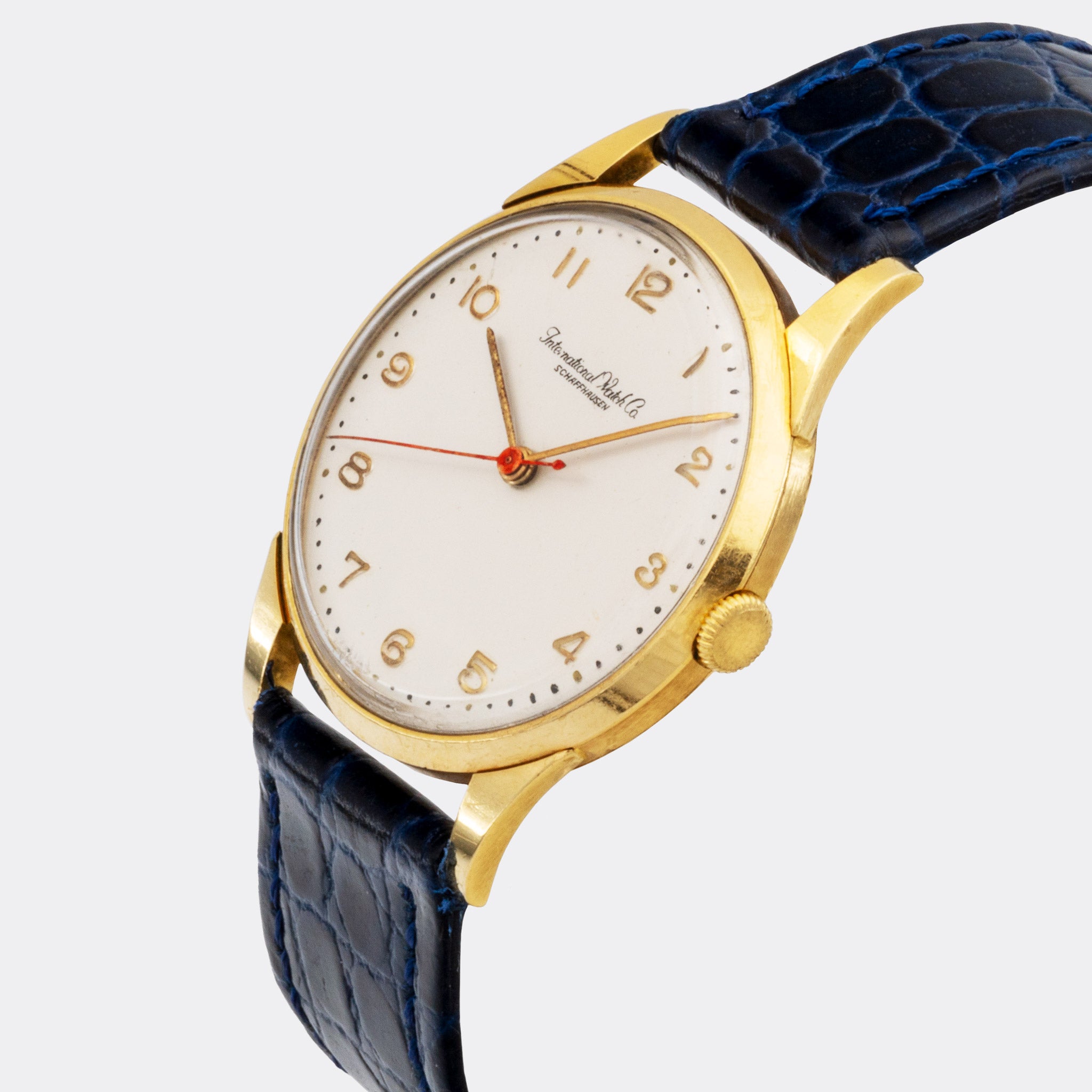 IWC | Jumbo Dresswatch | Flat Shape | 18K Solid Yellow Gold | Offwhite Dial | Red Center Second | 1950s