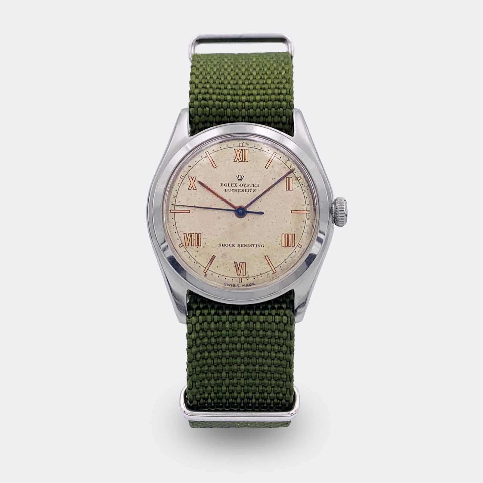 ROLEX | Oyster | Shock Resisting | Bucherer Gold Roman Dial | Ref. 4377 | 1940s