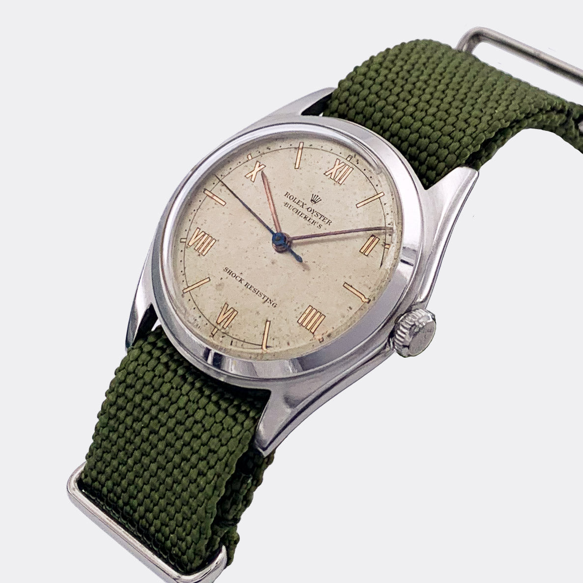 ROLEX | Oyster | Shock Resisting | Bucherer Gold Roman Dial | Ref. 4377 | 1940s
