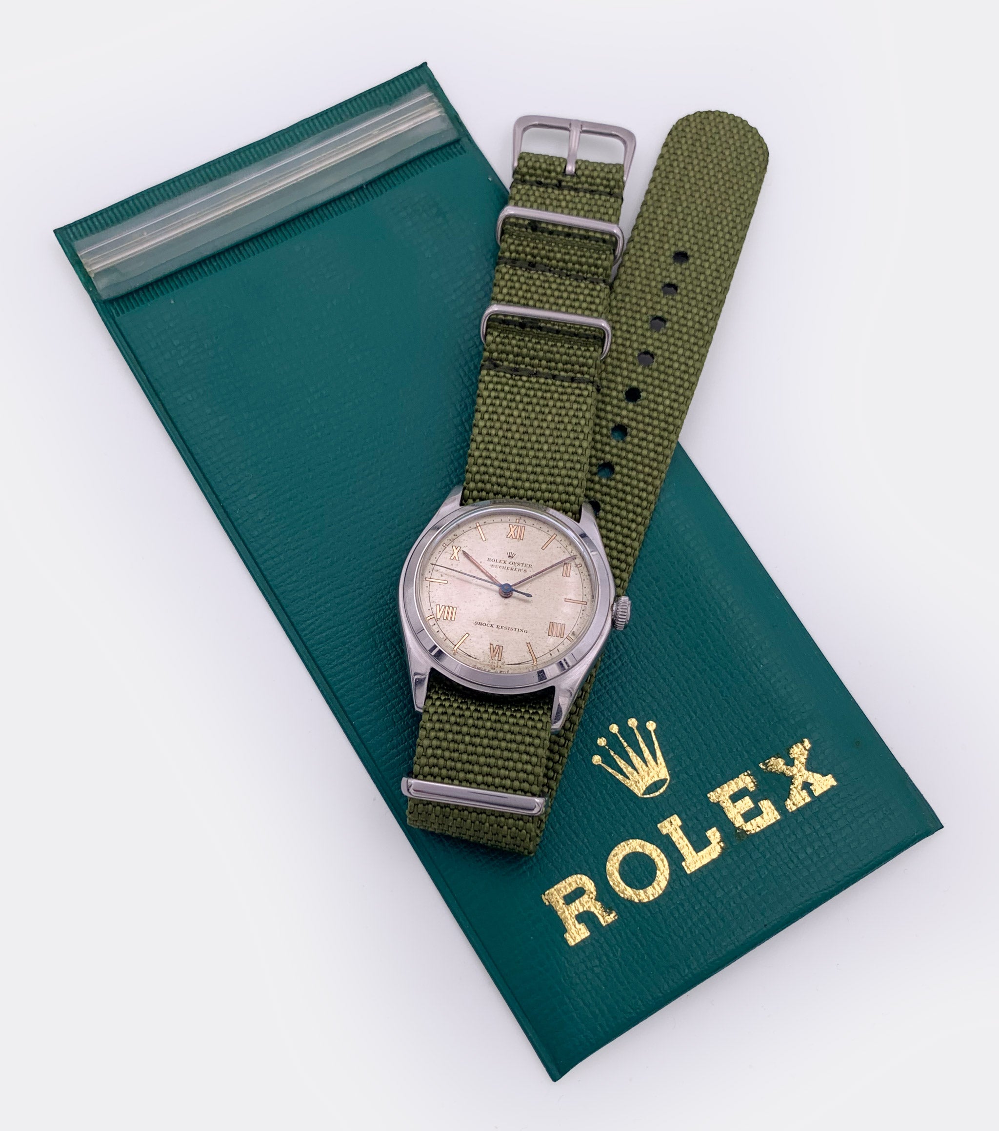 ROLEX | Oyster | Shock Resisting | Bucherer Gold Roman Dial | Ref. 4377 | 1940s