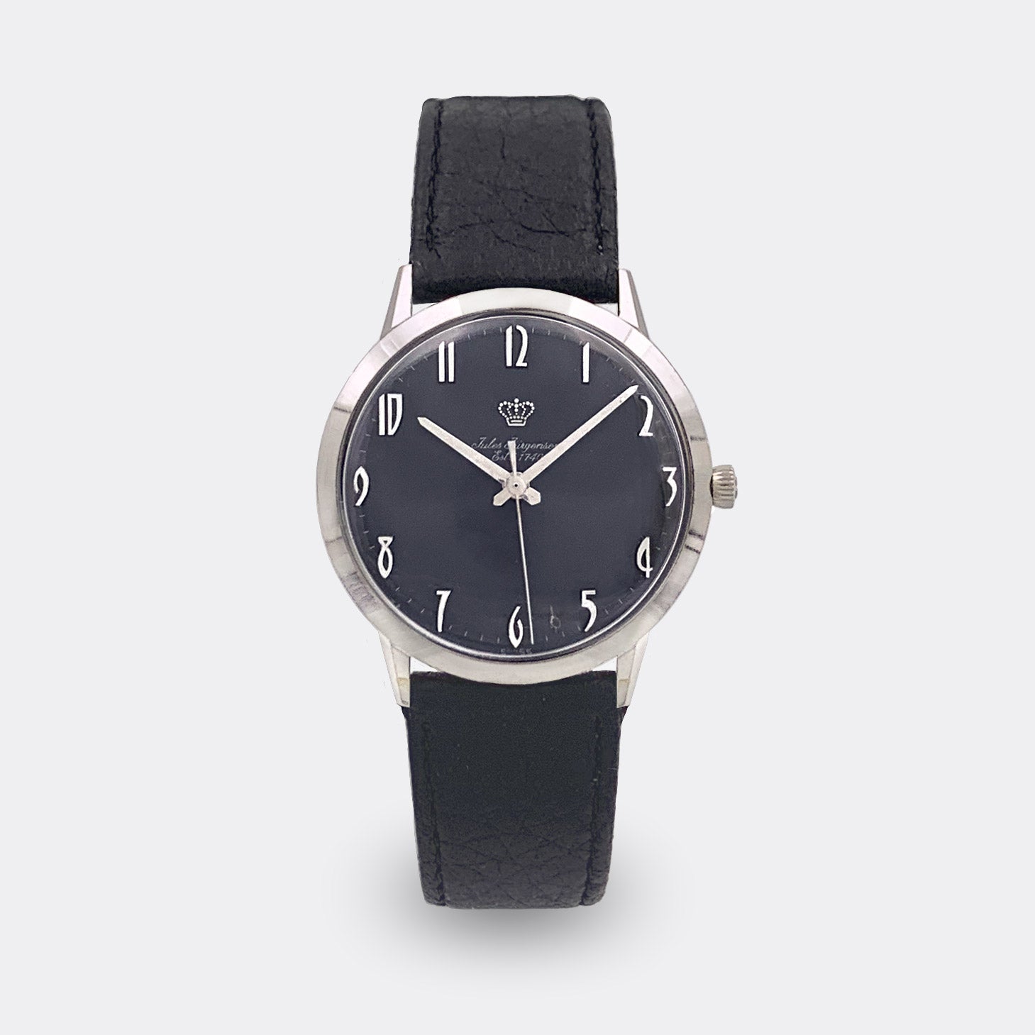 JULES JÜRGENSEN | Purist Dresswatch | 14k Solid White Gold | Dark Grey Dial | 1970s