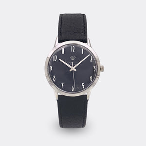 JULES JÜRGENSEN | Purist Dresswatch | 14k Solid White Gold | Dark Grey Dial | 1970s