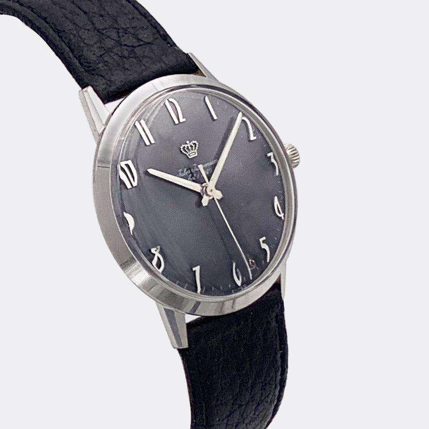 JULES JÜRGENSEN | Purist Dresswatch | 14k Solid White Gold | Dark Grey Dial | 1970s