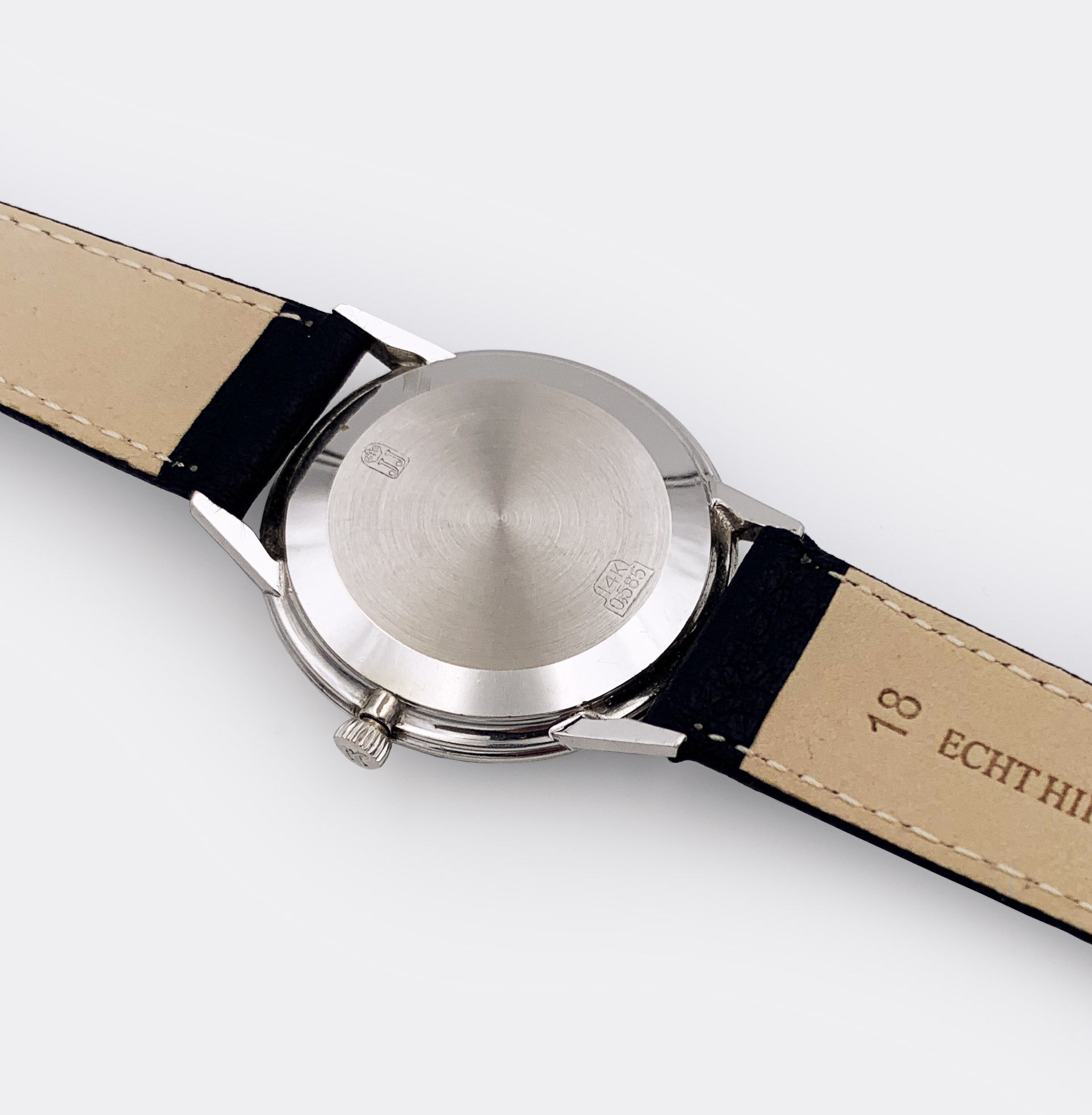 JULES JÜRGENSEN | Purist Dresswatch | 14k Solid White Gold | Dark Grey Dial | 1970s