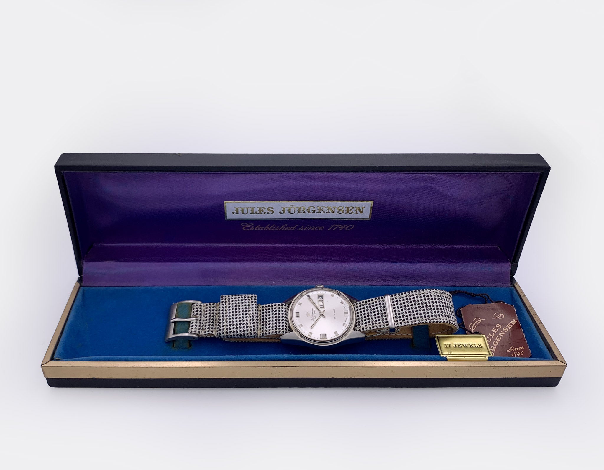 JULES JÜRGENSEN | Copenhagen | Dresswatch | Day-Date | Silver Sunburst Dial | 1970s