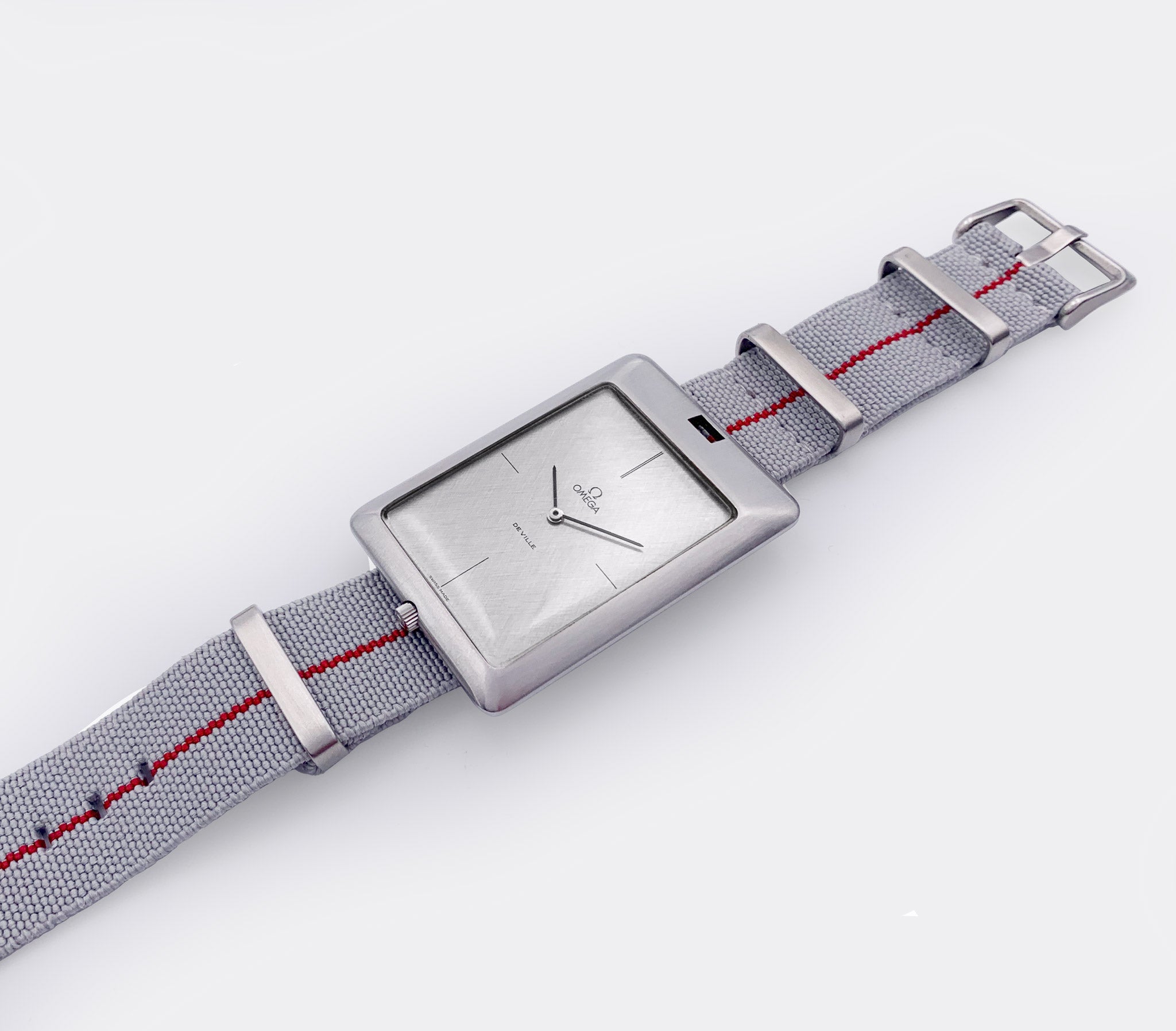 OMEGA | One-of-a-Kind | Rectangle Pocket & Wristwatch | Silver Linen Dial | 1970s