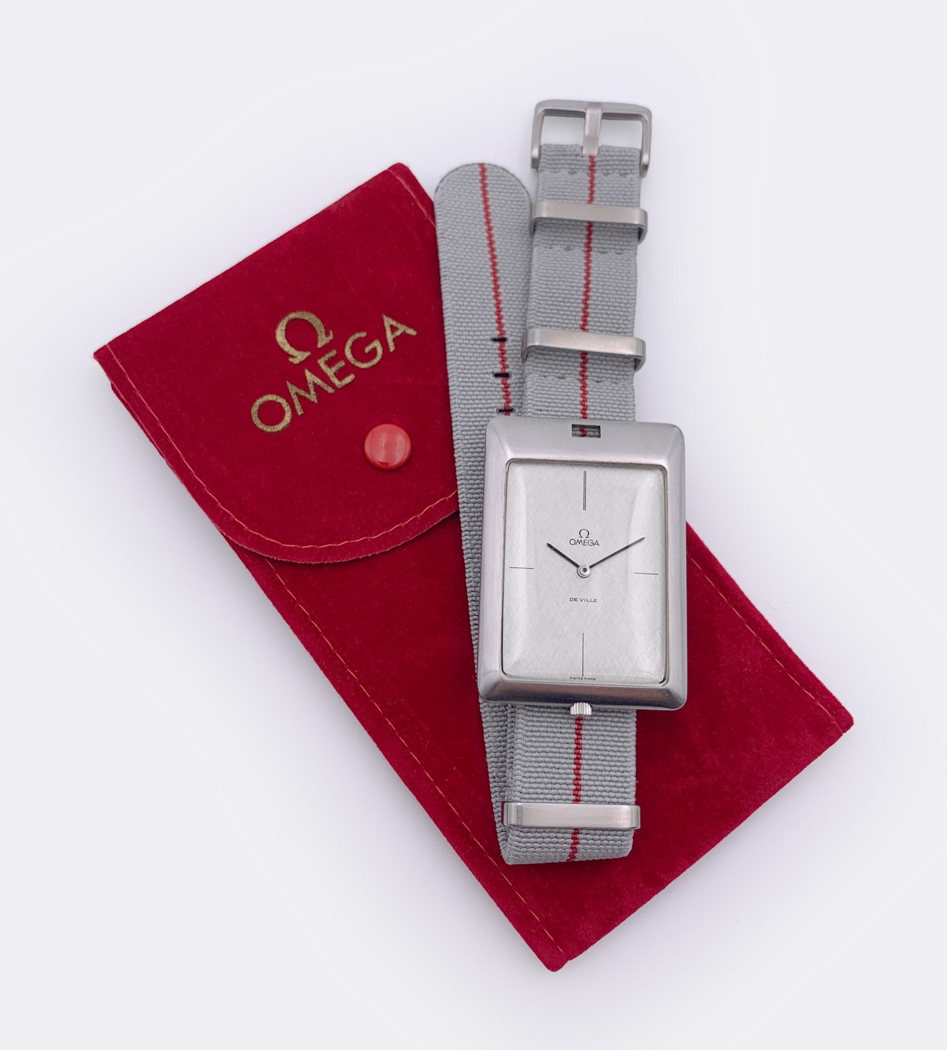 OMEGA | One-of-a-Kind | Rectangle Pocket & Wristwatch | Silver Linen Dial | 1970s