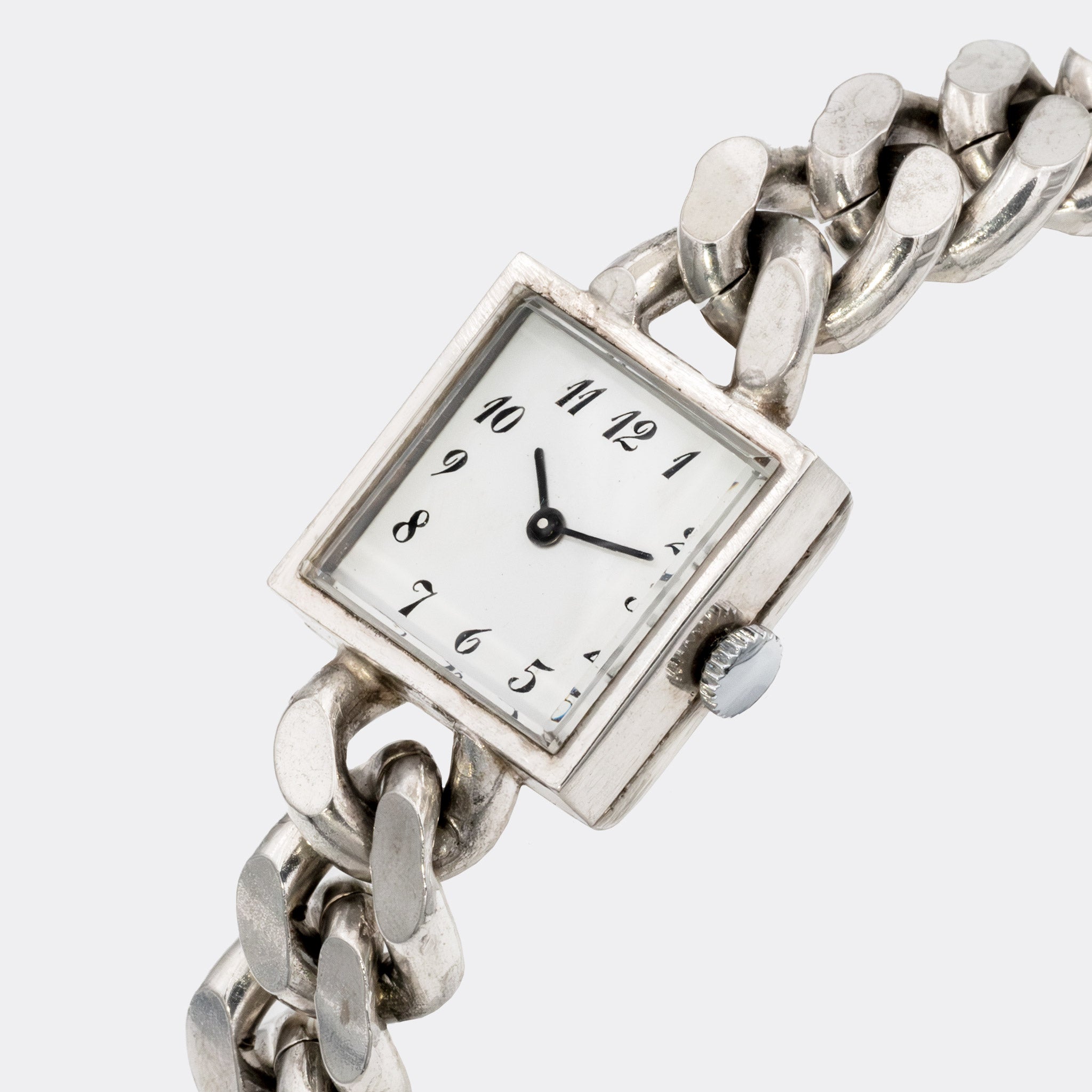 UNDERSTATEMENT | One-of-a-Kind | Dresswatch | Super Heavy Armored Chain | Silver 800 | Purist White Dial | 1960s