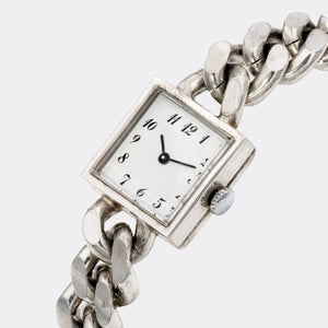 UNDERSTATEMENT | One-of-a-Kind | Dresswatch | Super Heavy Armored Chain | Silver 800 | Purist White Dial | 1960s