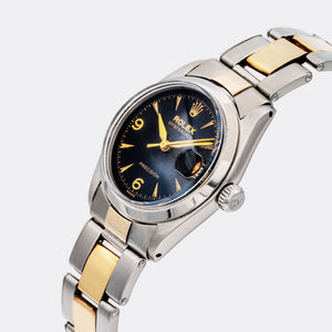 ROLEX | Oysterdate | Precision | Mid-Size Boy & Lady | Solid YG 585 | 3-6-9 Explorer Chocolate Black Gilt Dial | Ref. 6466 | 1950s