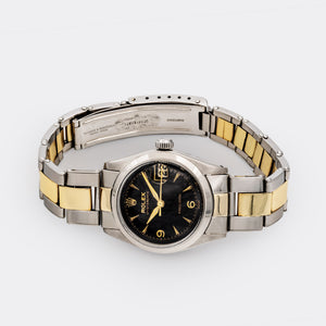 ROLEX | Oysterdate | Precision | Mid-Size Boy & Lady | Solid YG 585 | 3-6-9 Explorer Chocolate Black Gilt Dial | Ref. 6466 | 1950s