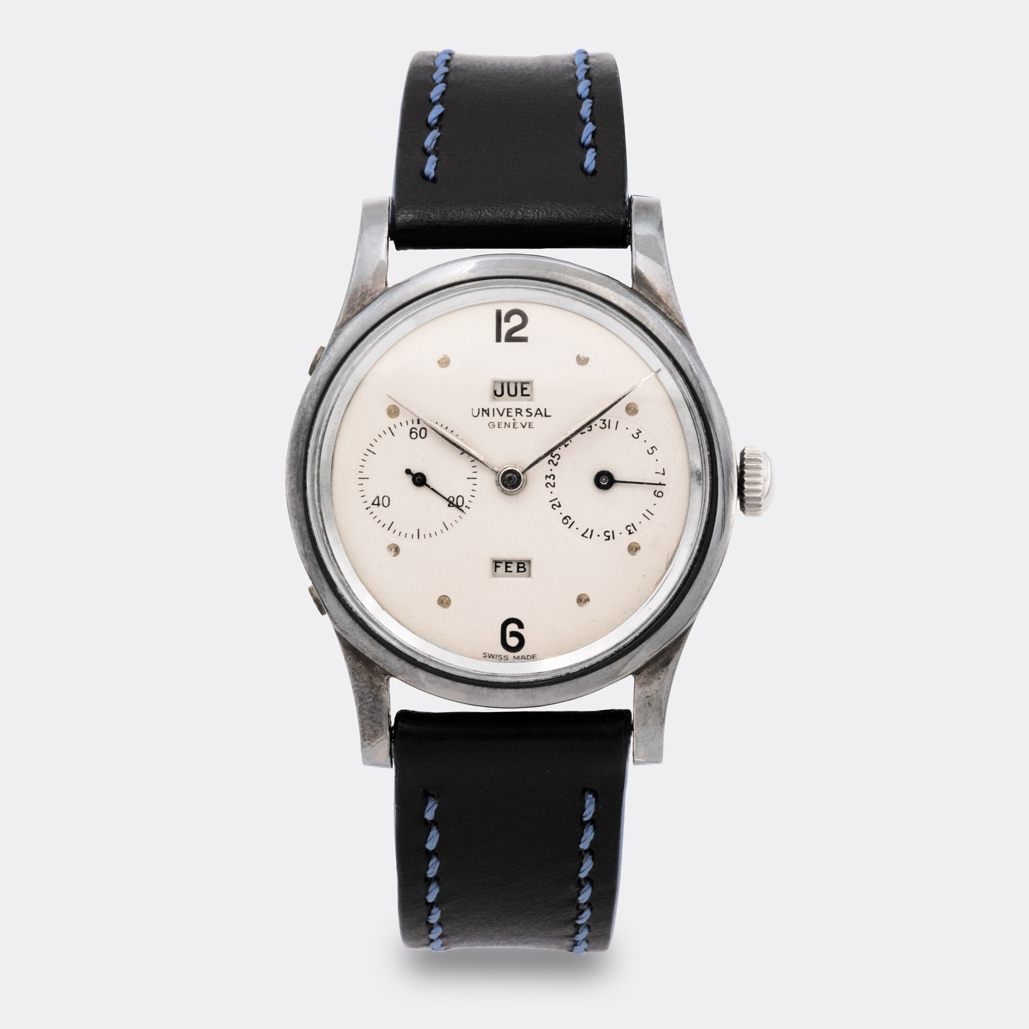 UNIVERSAL GENEVE | One-of-a-Kind | 925 Sterling Silver | Triple-Date Cream Dial | 1940s