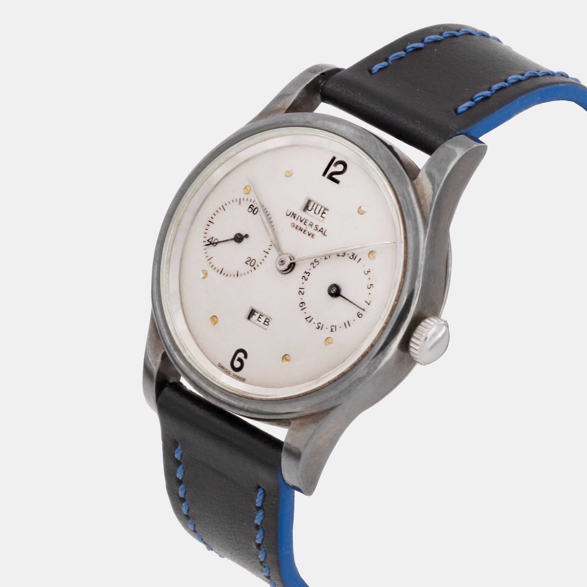 UNIVERSAL GENEVE | One-of-a-Kind | 925 Sterling Silver | Triple-Date Cream Dial | 1940s
