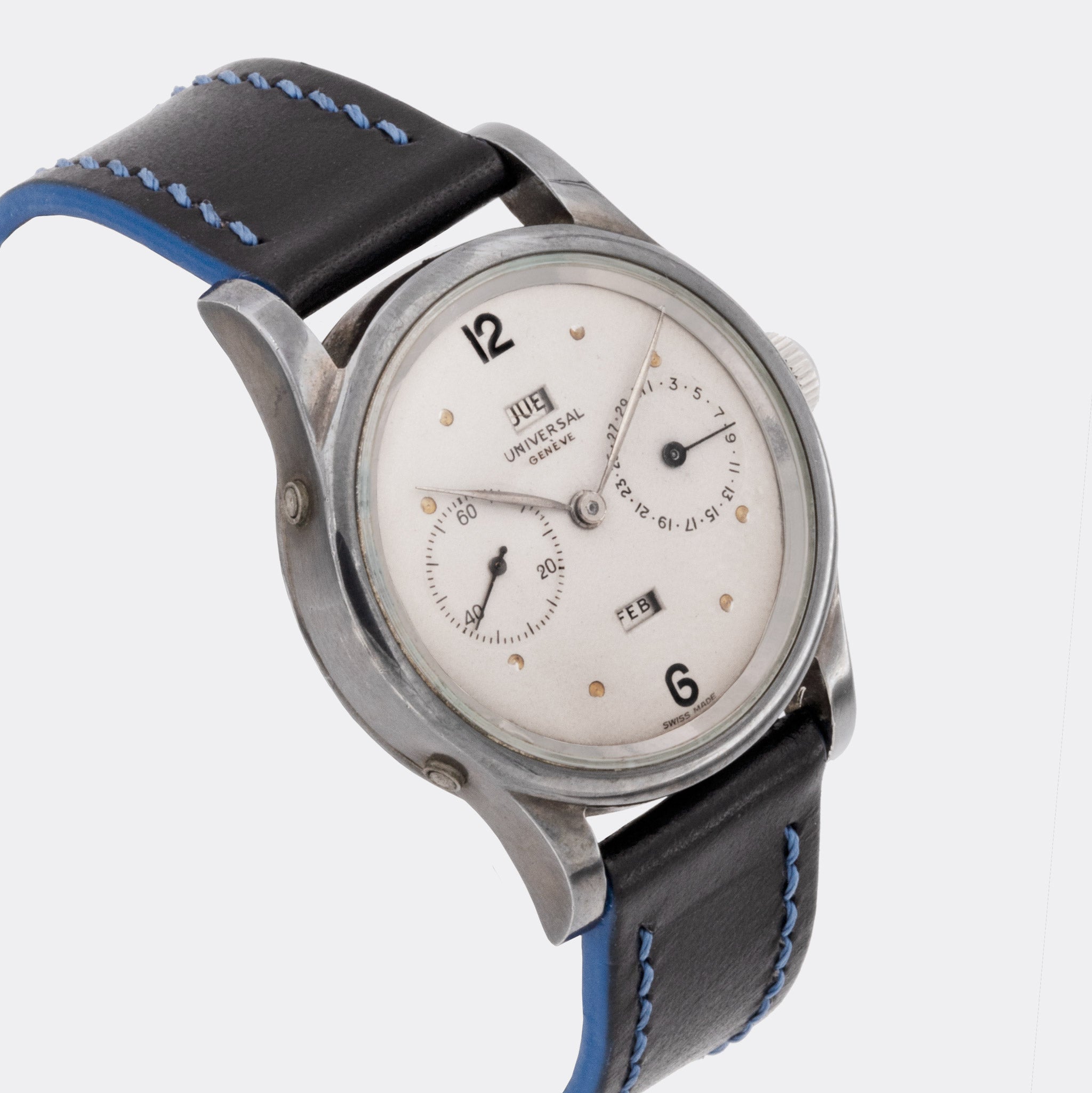 UNIVERSAL GENEVE | One-of-a-Kind | 925 Sterling Silver | Triple-Date Cream Dial | 1940s