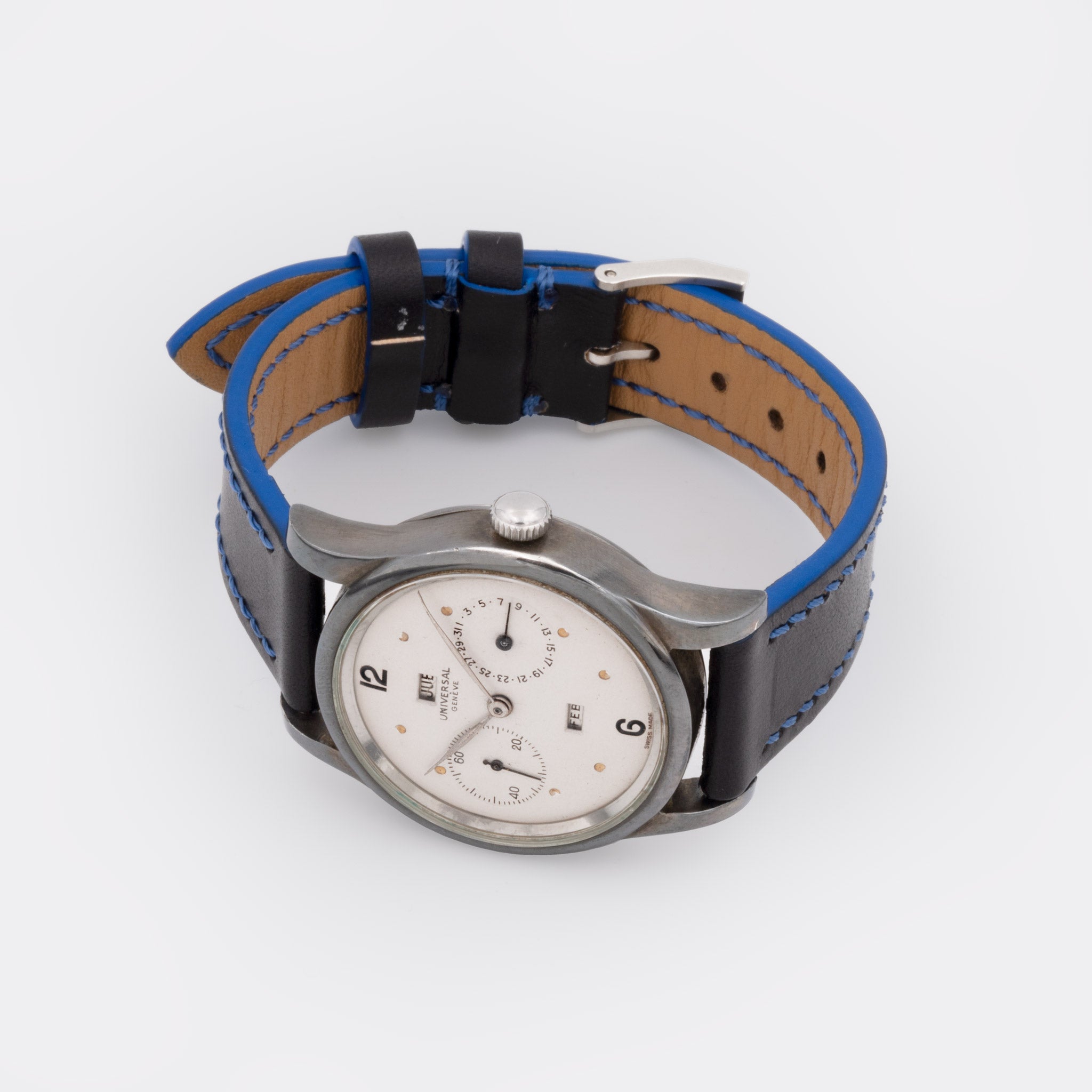 UNIVERSAL GENEVE | One-of-a-Kind | 925 Sterling Silver | Triple-Date Cream Dial | 1940s