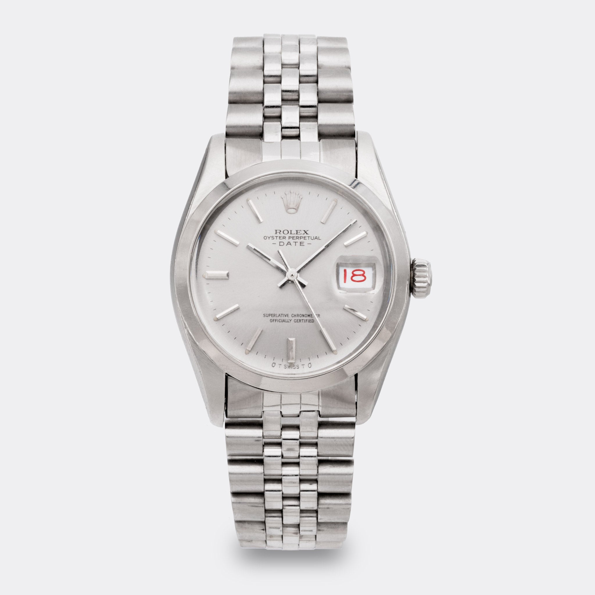 ROLEX | Jumbo Oyster Perpetual | Superlative Chronometer | 18K White Gold Sigma Dial | Collector Special - RED Date Oyster | Ref. 1500 | 1970s