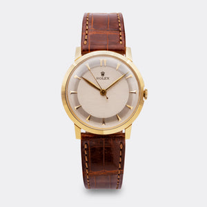 ROLEX | by D&A New York - double signed | Prototyp | One-of-a-Kind | DiVincenzo & Arienti | Collector Set | 14K Solid Gold | Champagne Sector Dial | 1960s