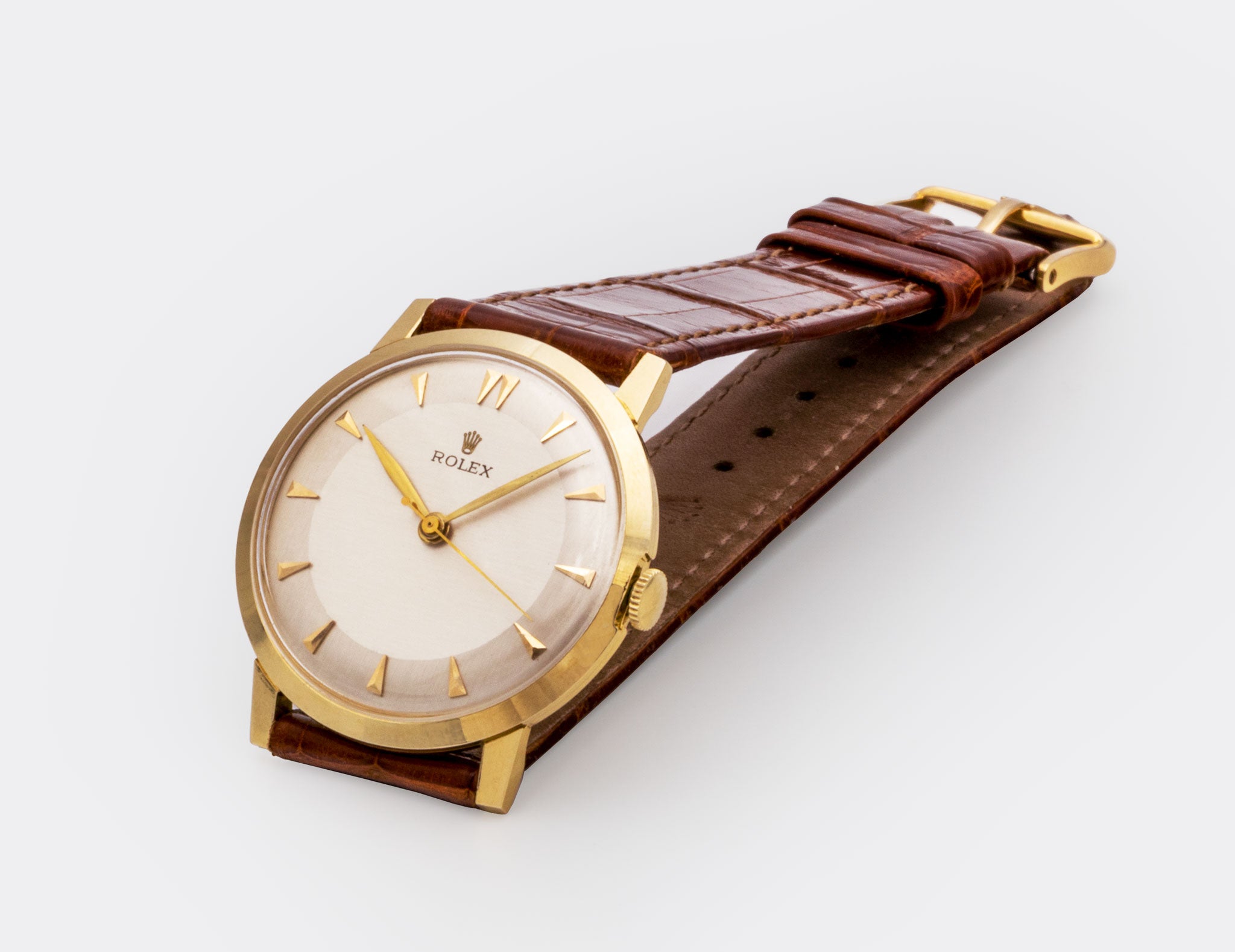 ROLEX | by D&A New York - double signed | Prototyp | One-of-a-Kind | DiVincenzo & Arienti | Collector Set | 14K Solid Gold | Champagne Sector Dial | 1960s