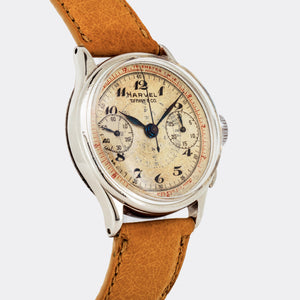 HARVEL | by TIFFANY & CO. - double signed | Chronograph | Blued Hands & Totalizers | Cream Dial | Multicolored | 1950s