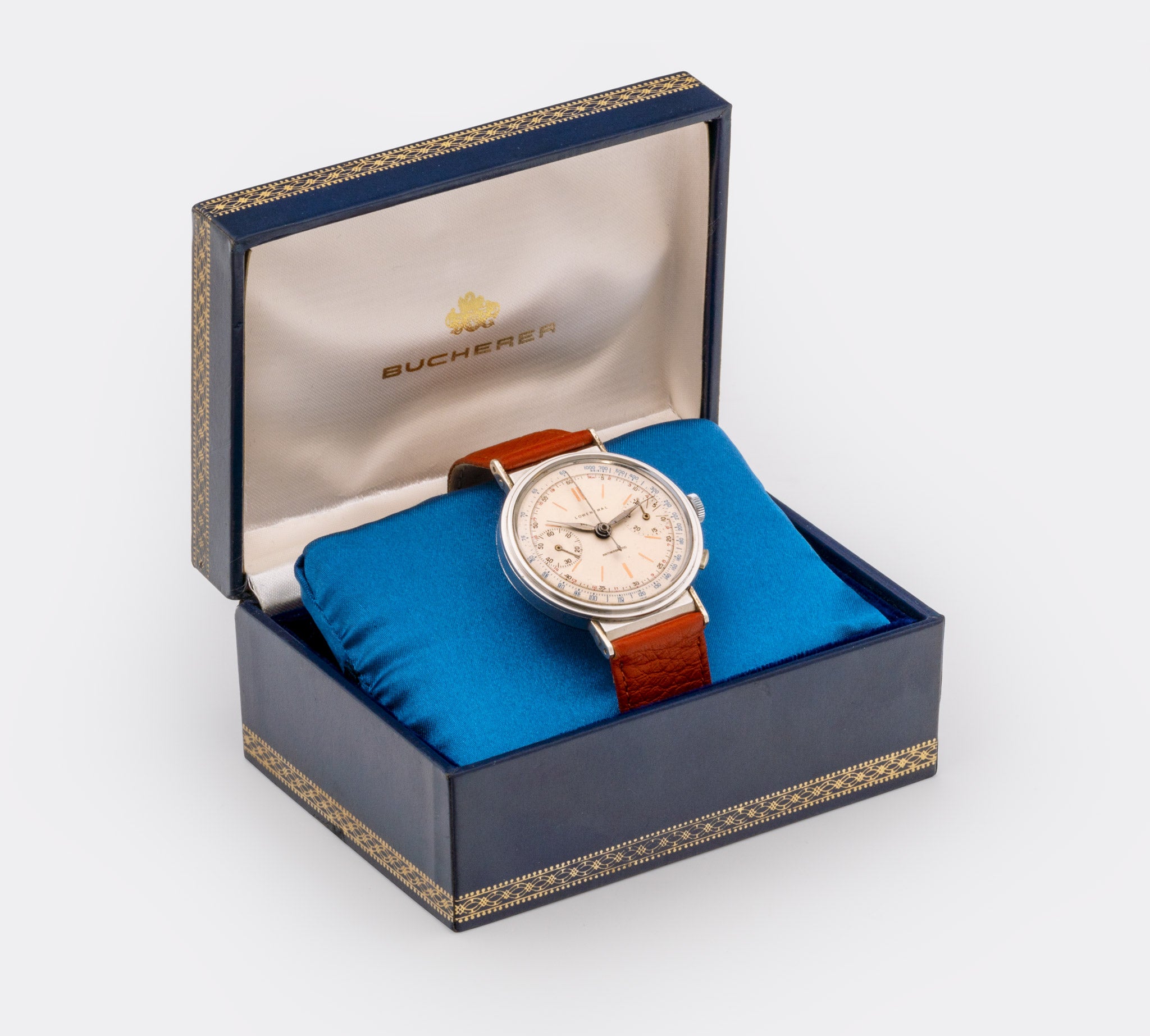 LOWENTHAL | Rattrapante Chronographe | Super Jumbo "Extra Big" 40mm | Bucherer Full Collector Set | Cream Multicolor Dial | Highly Collectible | 1940s