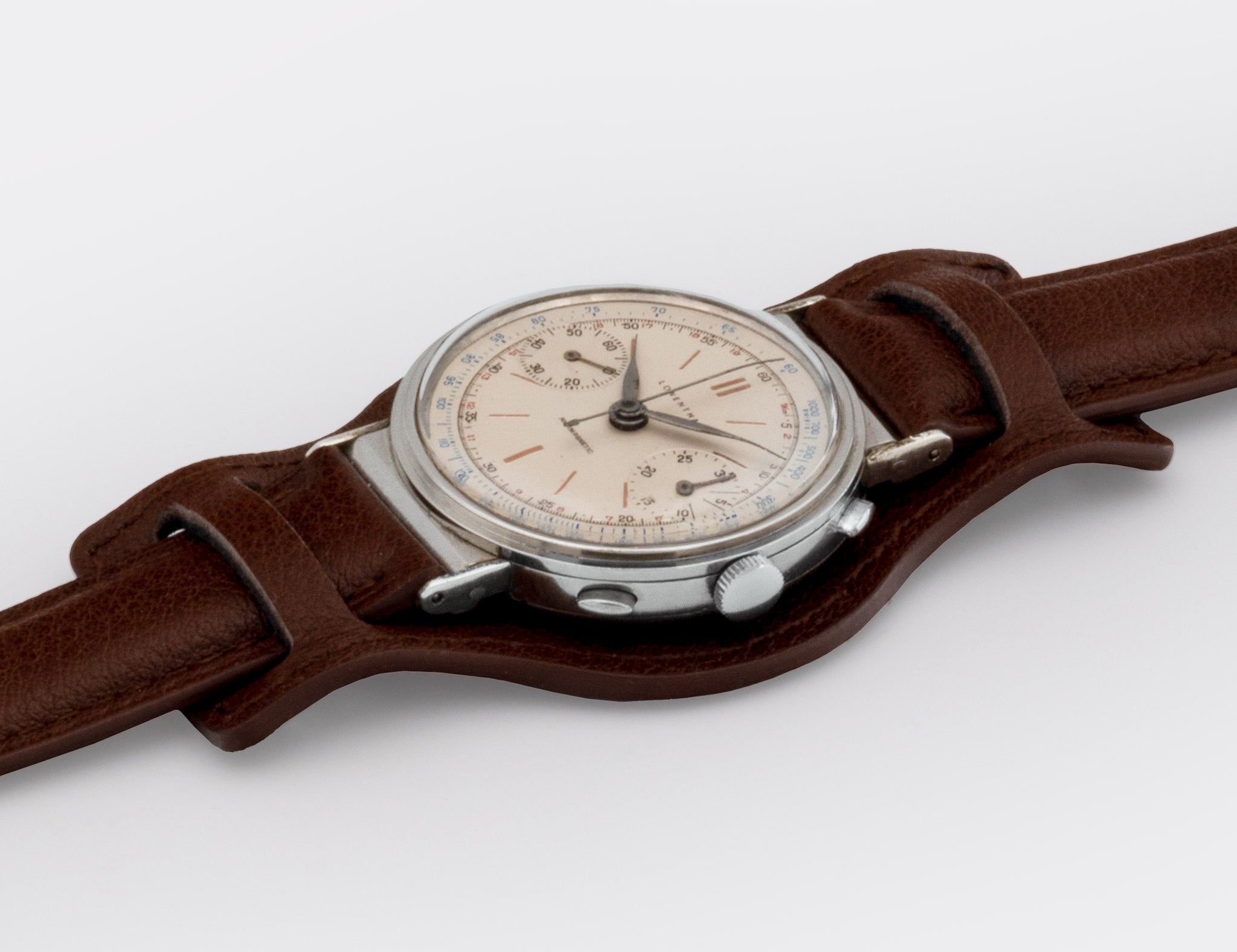 LOWENTHAL | Rattrapante Chronographe | Super Jumbo "Extra Big" 40mm | Bucherer Full Collector Set | Cream Multicolor Dial | Highly Collectible | 1940s