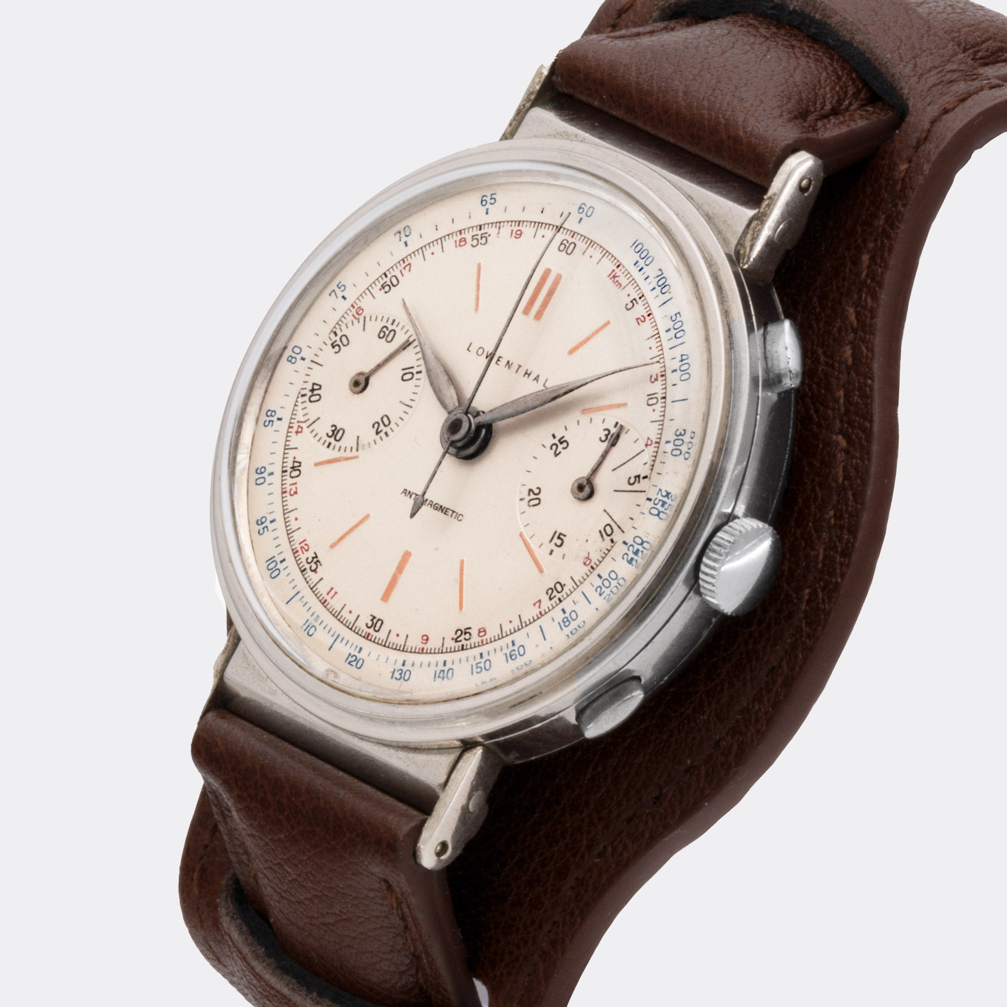 LOWENTHAL | Rattrapante Chronographe | Super Jumbo "Extra Big" 40mm | Bucherer Full Collector Set | Cream Multicolor Dial | Highly Collectible | 1940s