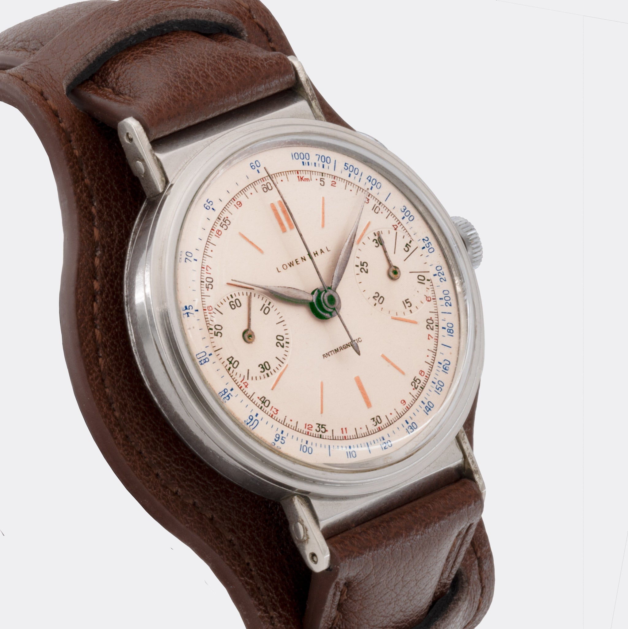 LOWENTHAL | Rattrapante Chronographe | Super Jumbo "Extra Big" 40mm | Bucherer Full Collector Set | Cream Multicolor Dial | Highly Collectible | 1940s