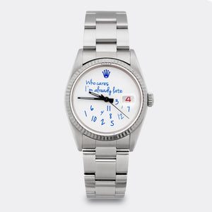 ROLEX | Prototyp | One-of-a-Kind | Colette Paris  "Who Cares.." | Colette Signature Blue Dial | Collector Set | Datejust 18K White Gold Bezel | 1990s/2010s