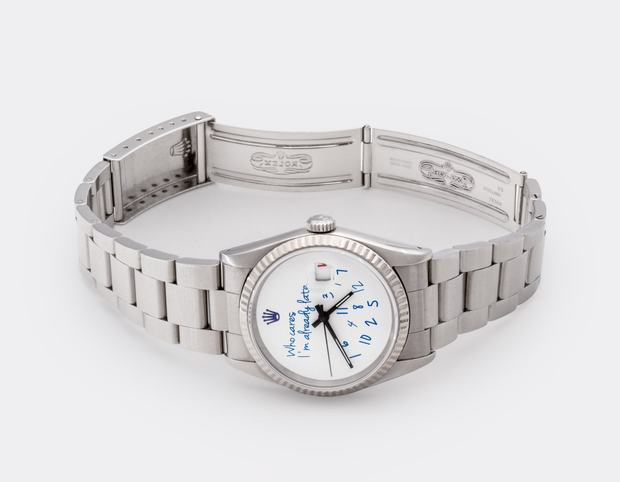 ROLEX | Prototyp | One-of-a-Kind | Colette Paris  "Who Cares.." | Colette Signature Blue Dial | Collector Set | Datejust 18K White Gold Bezel | 1990s/2010s