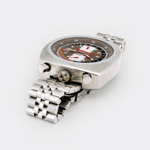 ESKA | Swiss Bullhead Chronograph Original | Super Jumbo "Extra Big" 45mm | Automatic | Double Date Calendar | Tropic Brown Multicolor Dial | Red Hands | NOS | 1950s
