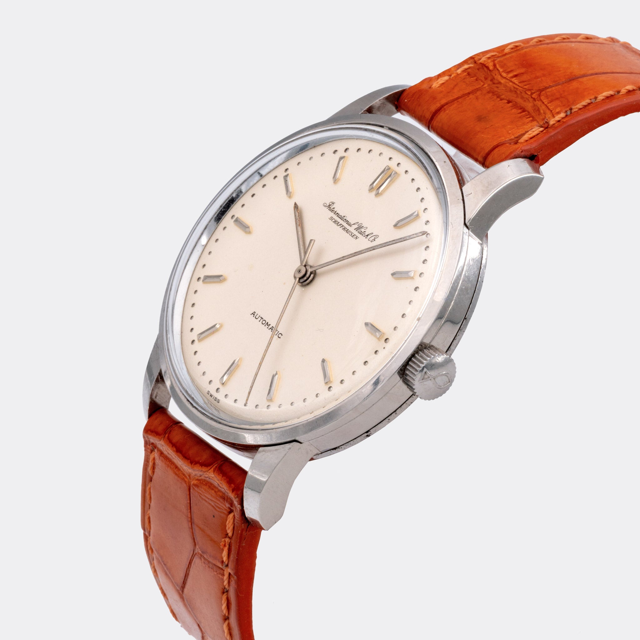 IWC | Super Jumbo Dresswatch | Santoni "Deep Orange" | Pellaton Automatic | Pearl White Dial | 1960s