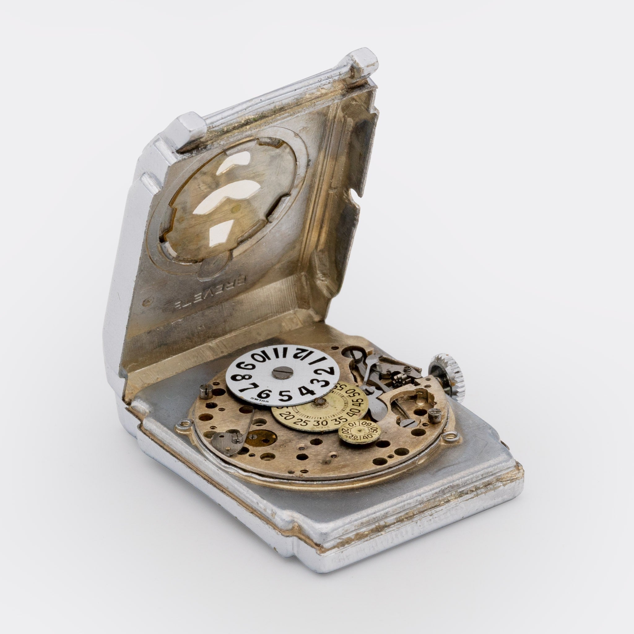 LUSINA | by CARTIER - double signed | Jumbo Dresswatch Jump Hour | Fab. Suisse | Highly Collectible | Off-White & Cream-White Indicator Disc | Jumping Hour | 1930s