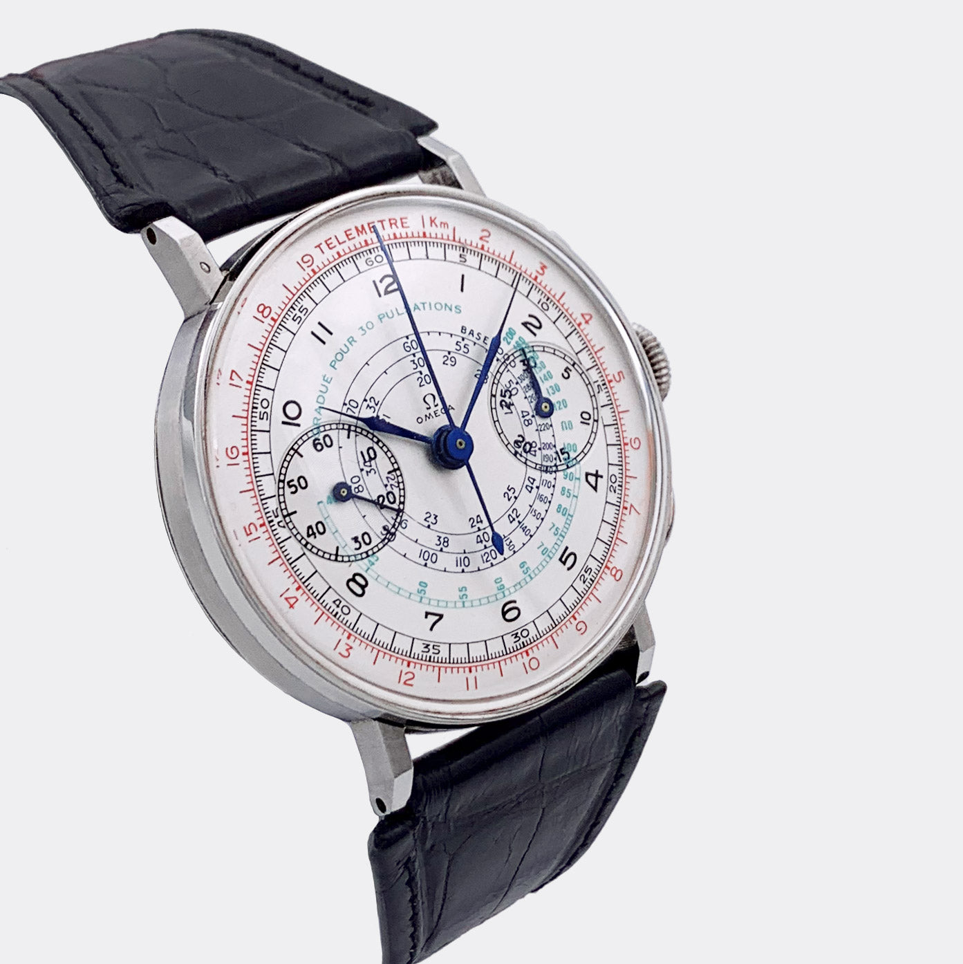 OMEGA | Jumbo Sport Racing Chronograph Classic | Telemetre Km | Multicolored Multiscale Dial | Cal. 33,3 | 1930s