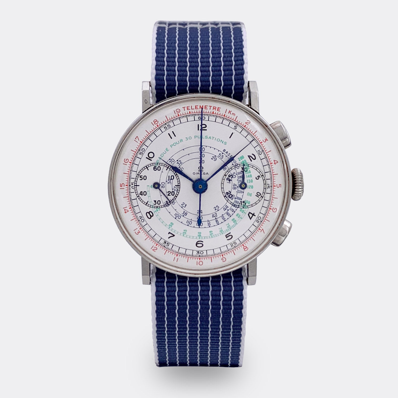 OMEGA | Jumbo Sport Racing Chronograph Classic | Telemetre Km | Multicolored Multiscale Dial | Cal. 33,3 | 1930s