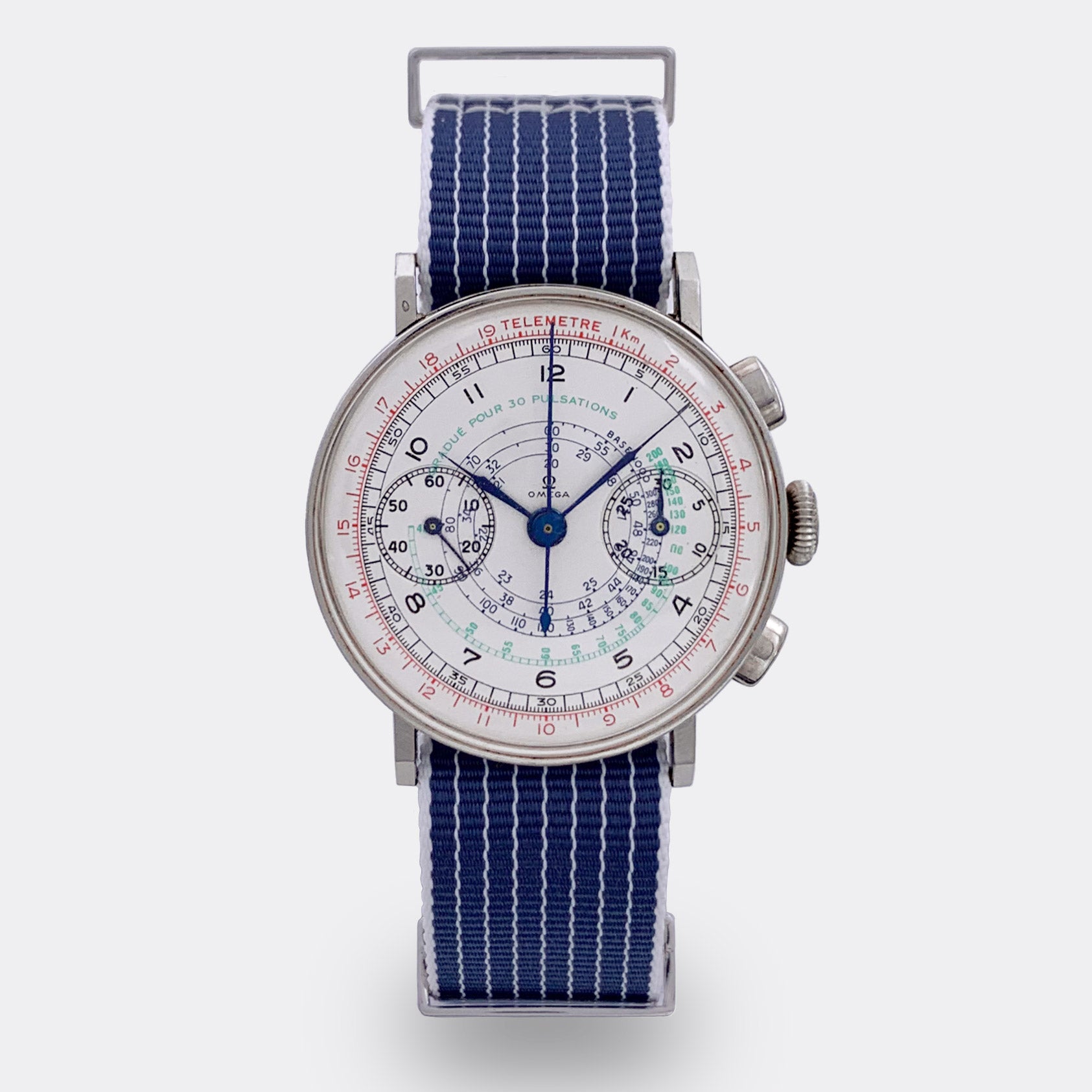 OMEGA | Jumbo Sport Racing Chronograph Classic | Telemetre Km | Multicolored Multiscale Dial | Cal. 33,3 | 1930s