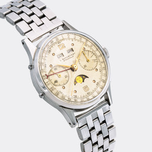 L. SUNDSTEDT | STOCKHOLM | One-of-a-Kind | Prototyp | Chronograph Dato Compax Moon Phase | Full Calendar - Triple Date | Unique History | Highly Collectible | Stockholm - Sweden | Valjoux 88 | 1940s