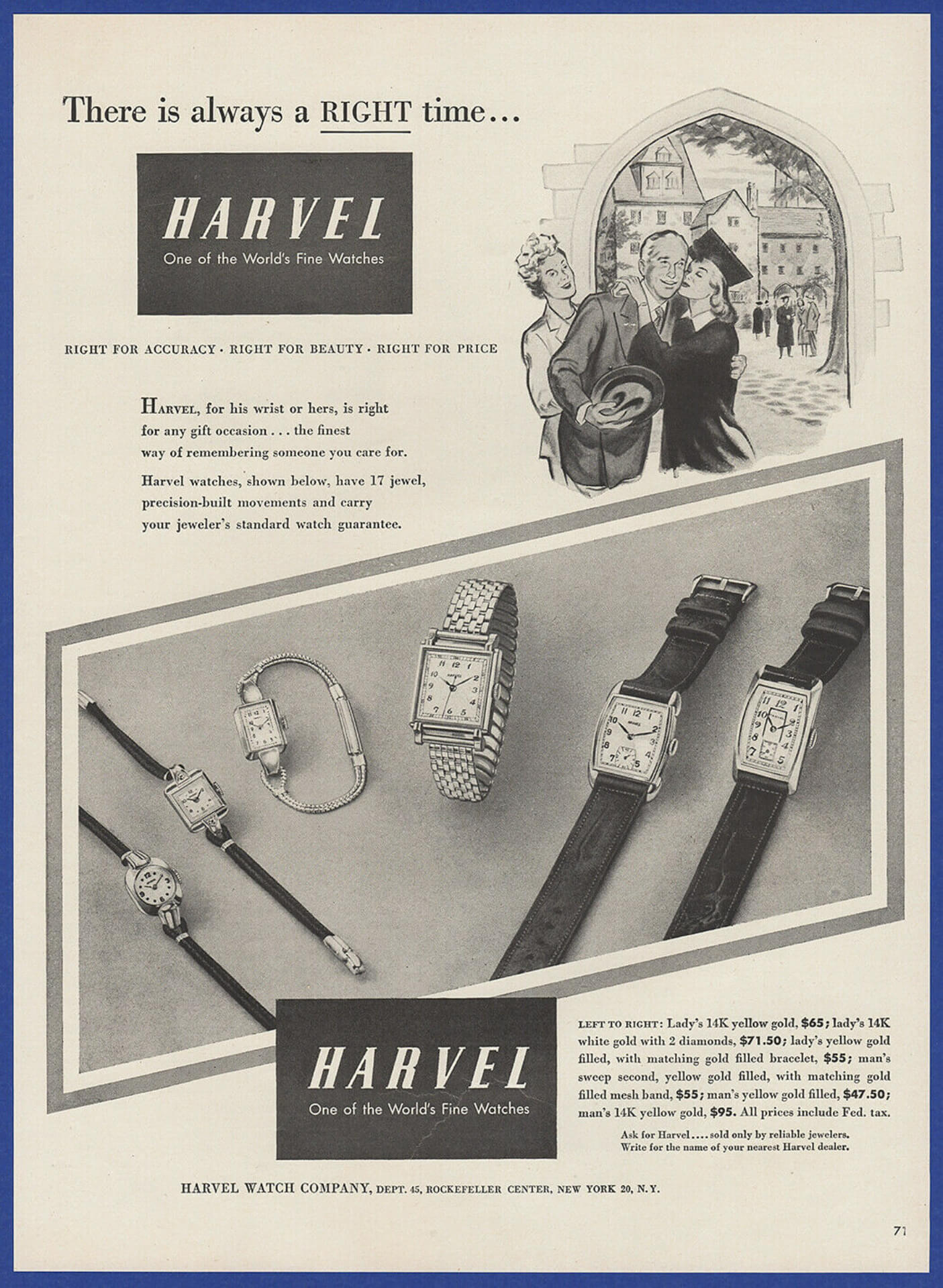 HARVEL | by TIFFANY & CO. - double signed | Chronograph | Blued Hands & Totalizers | Cream Dial | Multicolored | 1950s