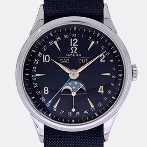 OMEGA | Super Jumbo Cosmic Moon Phase | Full Calendar | Black Dial | Ref. 2486-1 | 1950s