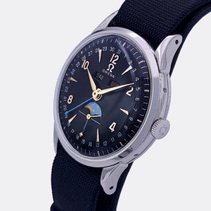 OMEGA | Super Jumbo Cosmic Moon Phase | Full Calendar | Black Dial | Ref. 2486-1 | 1950s
