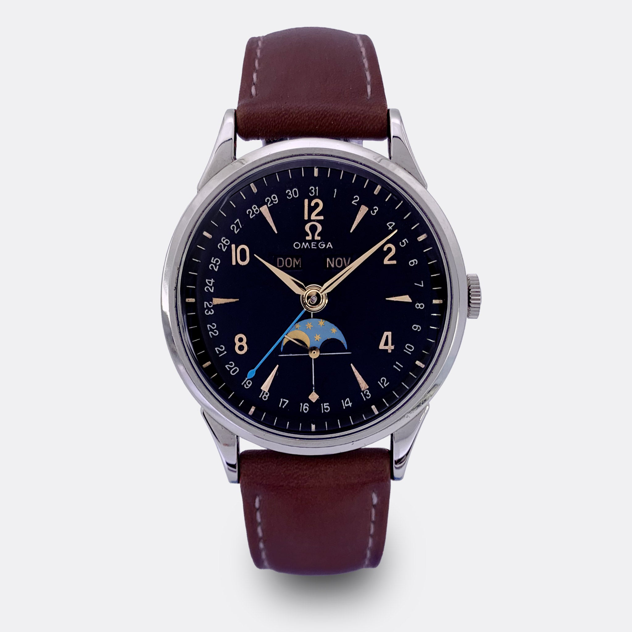 OMEGA | Super Jumbo Cosmic Moon Phase | Full Calendar | Black Dial | Ref. 2486-1 | 1950s
