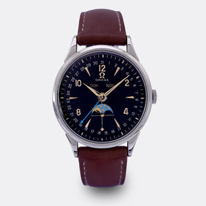 OMEGA | Super Jumbo Cosmic Moon Phase | Full Calendar | Black Dial | Ref. 2486-1 | 1950s