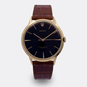 ROLEX | Super Jumbo Chronometer | Flying Saucer | 18K Yellow Gold | Black Gilt OCC Dial | Ref. 8940 | 1950s