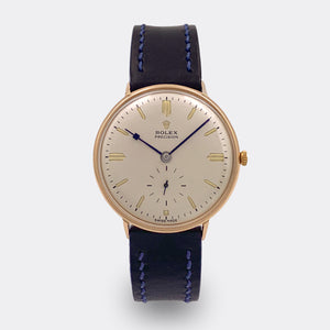ROLEX | Precision | 18K Solid Red Gold | Subseconds | Pearl White Dial | Blue Hands | Ref. 4410 | 1940s