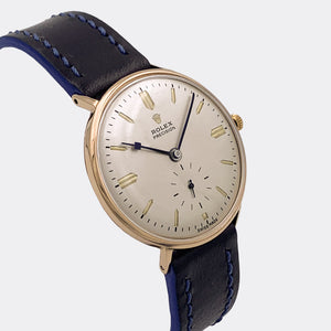 ROLEX | Precision | 18K Solid Red Gold | Subseconds | Pearl White Dial | Blue Hands | Ref. 4410 | 1940s