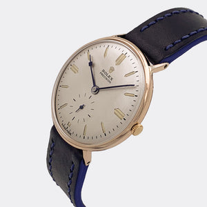 ROLEX | Precision | 18K Solid Red Gold | Subseconds | Pearl White Dial | Blue Hands | Ref. 4410 | 1940s