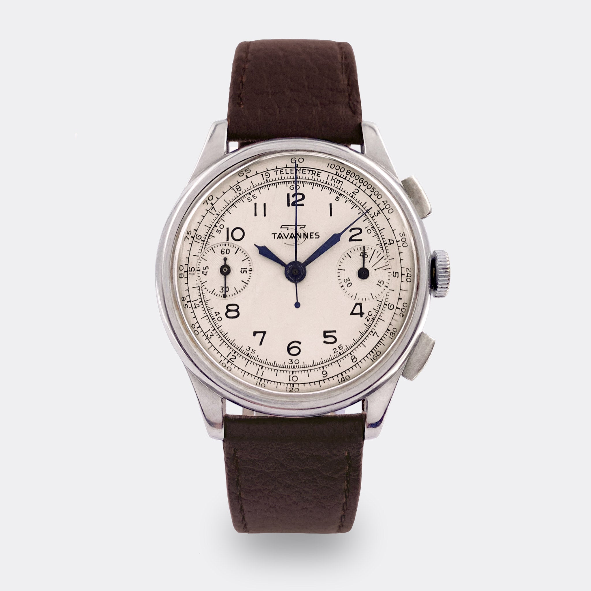 TAVANNES | Chronograph | Silver Dial | Blue Hands | 1940s