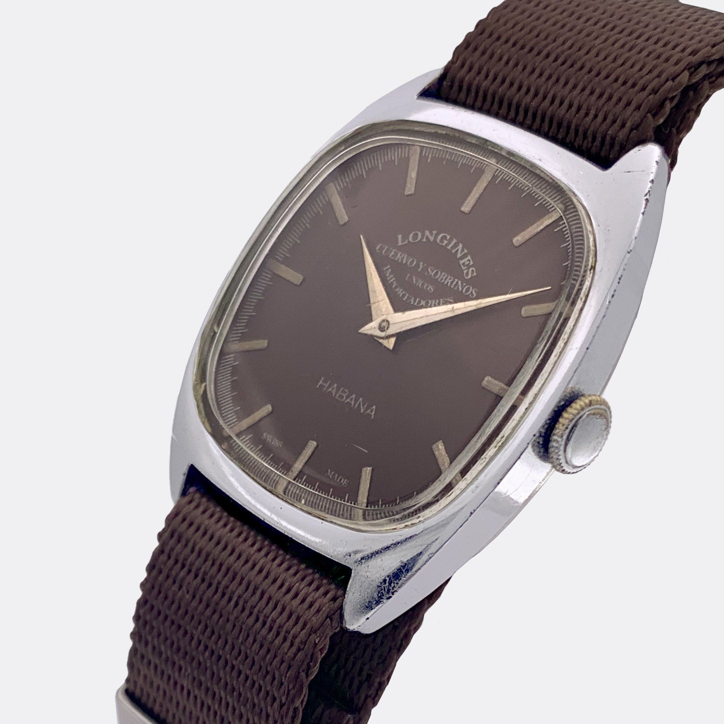 CUERVO Y SOBRINOS - LONGINES | Habana | Tonneau | Brown Dial | 1940s