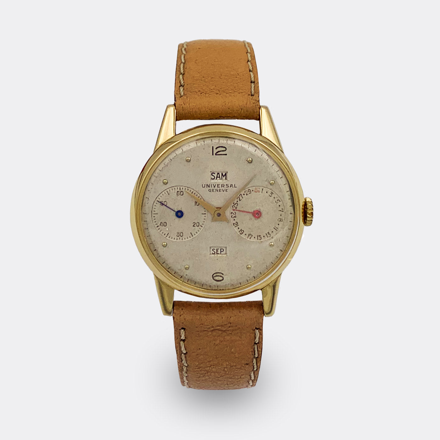 UNIVERSAL GENEVE | Dresswatch | Full Calender | Triple-Date & Small Second | 18K Solid YG | Ref. 11301 | 1940s