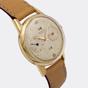 UNIVERSAL GENEVE | Dresswatch | Full Calender | Triple-Date & Small Second | 18K Solid YG | Ref. 11301 | 1940s